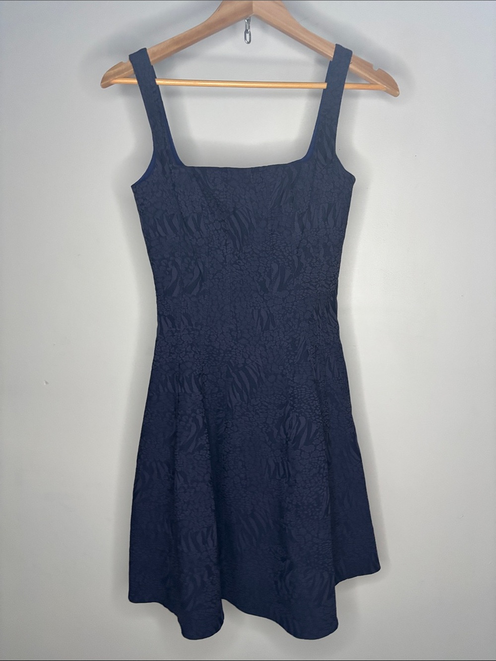 🦄 Sale! Vintage Nicole Miller Navy Textured Square-Neck Mini Dress Sample RARE